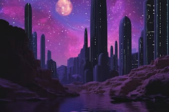 draw concept art illustration sci fi city, cyberpunk