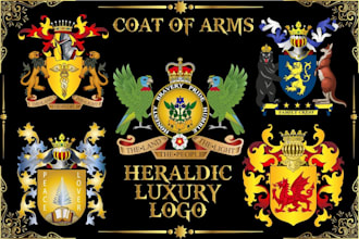 make professional luxury heraldic family crest coat of arms logo design