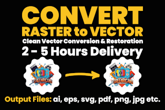 vectorize, raster to vector convert jpg, png to vector