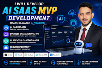 build ai saas mvp, ai web app or startup saas platform