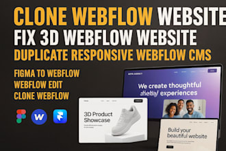 clone webflow website, redesign 3d animated landing page, figma to webflow cms
