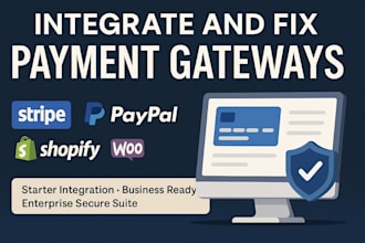 integrate and fix payment gateways like stripe, paypal, shopify, woocommerce
