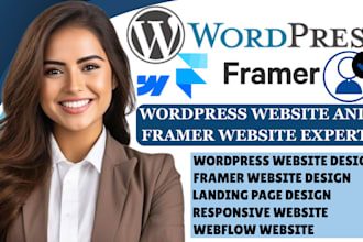 design wordpress website design framer website, landing page, responsive website