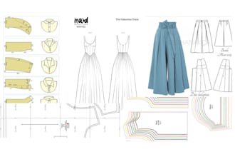 draw fashion sketches and technical drawings
