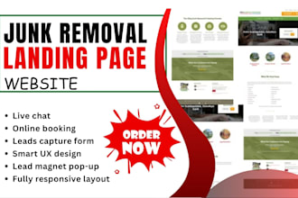 design junk removal website landing page hauling dumpster rental junk website