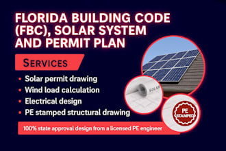 solar permit plans florida wind load calculation, electrical structural drawings