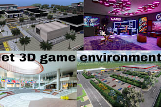 do 3d game environment vrchart world game background game asset landscape design