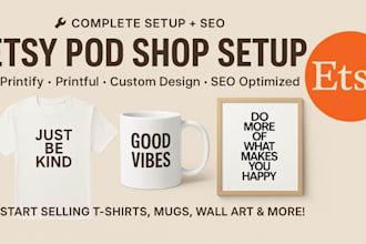 setup etsy print on demand shop design printify printful etsy pod store etsy SEO