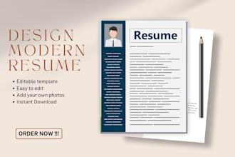 do resume and portfolio design for job seekers, modern cv, student resume