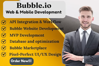 build bubbleio web app developer markertplace saas mvp integration flutterflow