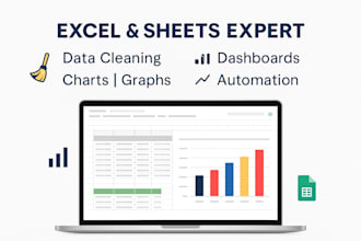 do excel data cleaning, formulas pivot table, charts and graphs in google sheets