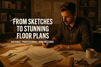 redraw sketch or PDF into a professional 2d cad floor plan