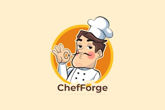 design a cute pug chef logo for your food truck or bakery
