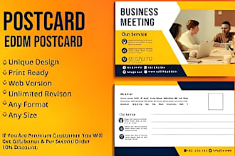 design editable promotional direct mail, eddm postcard using canva or adobe