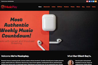 design dynamic music website artist website music landing page with streaming