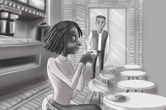 draw a grayscale storyboard for your movie,game, animation and commercial