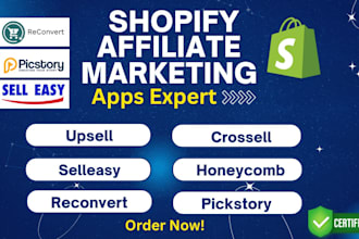setup shopify cross selling with selleasy aftersell reconvert upcart zipify