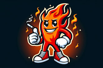 create a powerful flame man mascot logo design for your brand