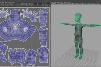 do best 3d model retopology for games and animation low poly uv mapping in maya