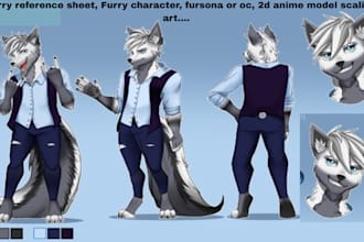 do furry reference sheet furry character fursona or oc 2d anime model scalie art