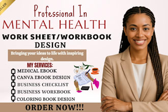 mental health journal, self help ebook ghostwriter wellness worksheet, workbook