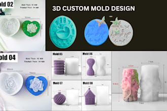 custom silicone mold 3d stl file for candle, stars, candy, coasters, resin, soap