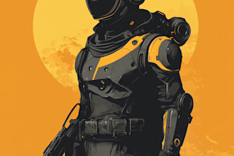 create an sci fi character art, sci fi art illustration