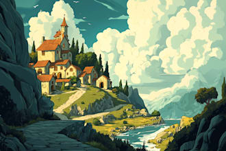 paint fantasy landscape illustrations