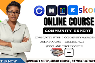 setup circle online course, mighty network, kajabi, ghl course community