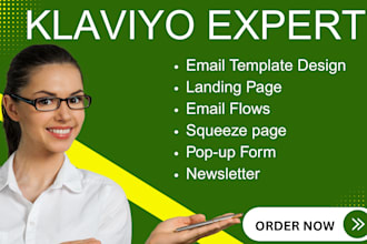 setup klaviyo email flows email template design, newsletter, landing page