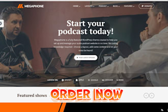 build a modern podcast website music website radio website audio player website