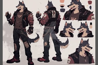 draw furry character reference sheet, anthro nsfw oc, fursona for fursuit