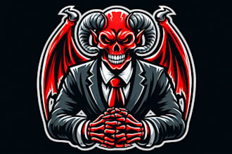design demon skeleton mascot logo with express delivery