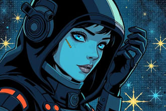 make a sci fi character illustration or sci fi character