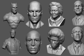 sculpt a 3d realistic head burst 3d face model 3d complete  body model for print