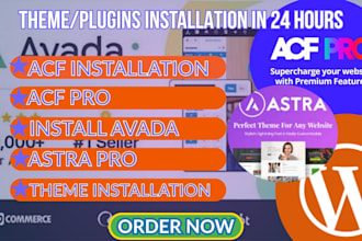 install astra pro elementor pro avada acf pro and other premium plugins