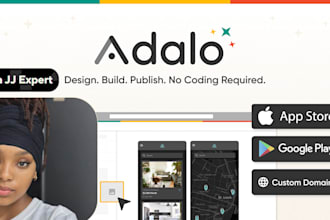 develop a custom mobile app using adalo or bubble io, no code, pro design