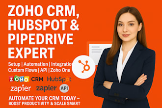be your zoho crm, hupspot, pipedrive automation and integration expert