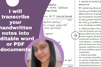 transcribe your handwritten notes into editable word or PDF documents