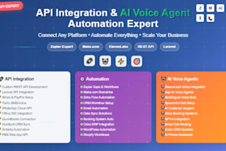 integrate ai voice agent elevenlabs API zapier make com pbs n8n api integration