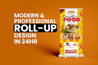 design creative roll up banners for events, shops or expos