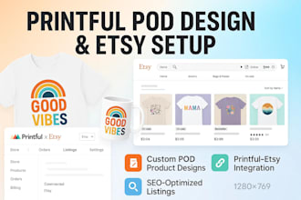 printful pod design printful etsy shop integration printful product listing