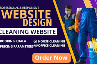 build  cleaning service, house office cleaning, booking koala  wordpress website