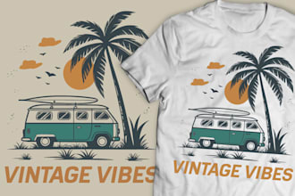 design custom vintage t shirt in retro style