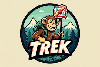 design wonderful trek monkey logo with unlimited revision