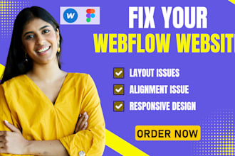 fix and update your webflow website issues, layout, alignment, responsive design