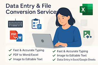 do data entry, images data to PDF, data extracting, pdf to excel job