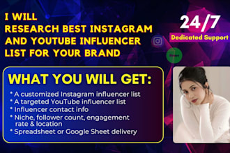 research best instagram and youtube influencer list for your brand