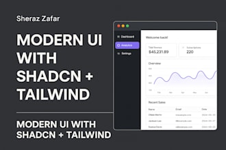 custom react admin dashboard UI with tailwind and shadcn