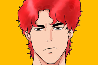draw headshot of your original character or fanart  in anime style